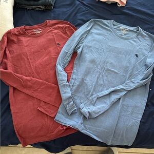 Abercrombie & Fitch Red and Blue Long Sleeve Tees